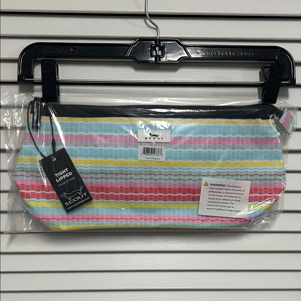 Scout Multicolor Striped Tight Lipped Makeup Bag